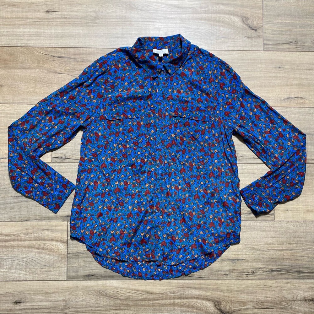 Lucky Brand Womens Long Sleeve Button Up Viscose Top Floral‎ Paisley Small